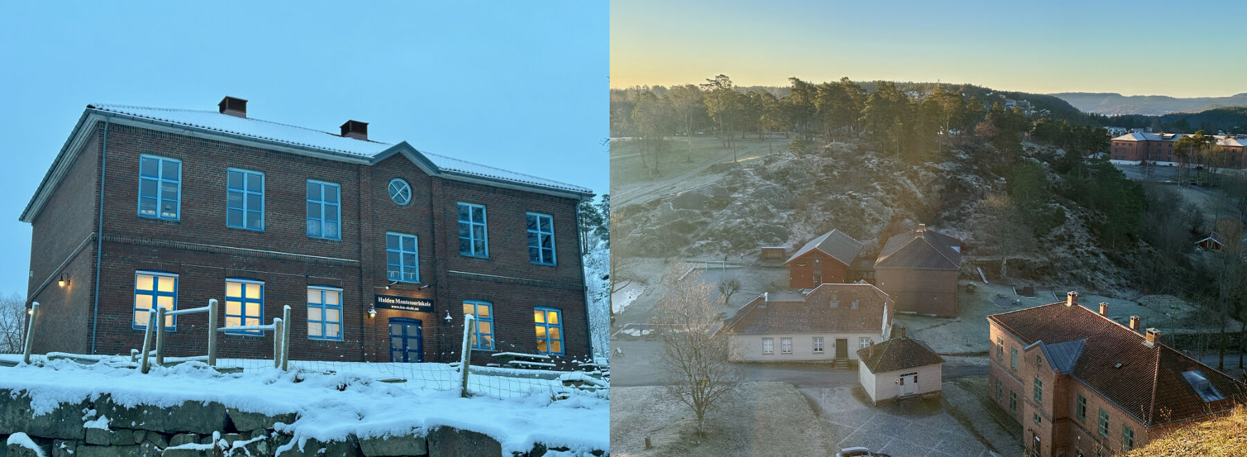 Außenansicht der Montessori-Schule in Halden.
